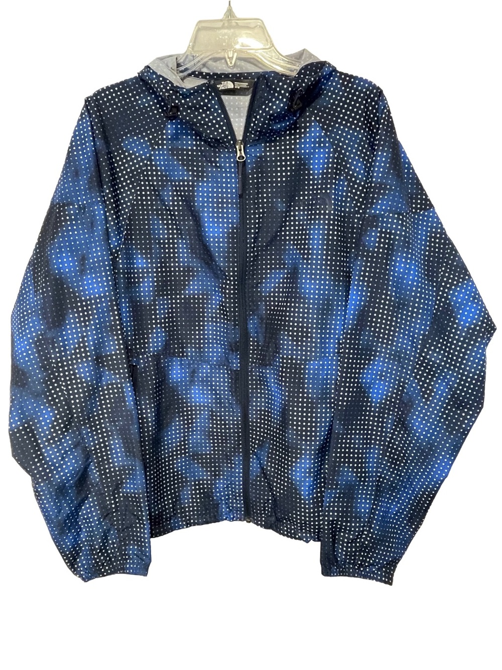 The North Face Flyweight Hoodie Mens Medium Blue Dot Windbreaker Full Zip Jacket